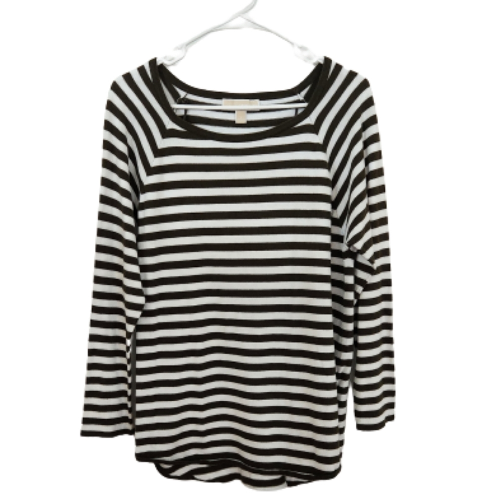 MICHAEL Michael Kors Green White Stripe Sweater Large